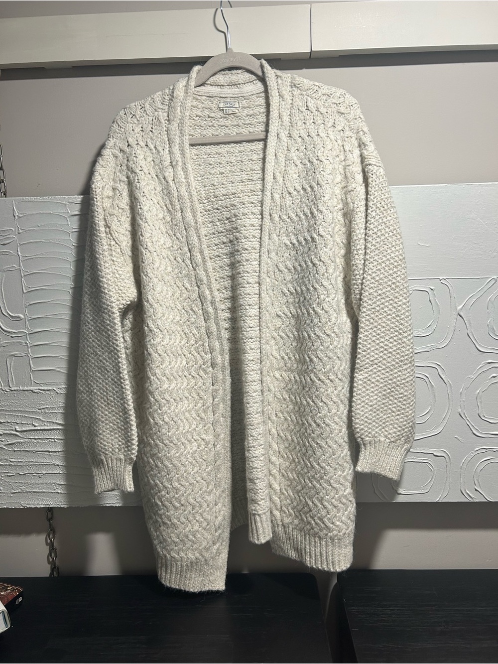 FatFace Ivory Ezzie Knitted Edge to Edge Longline Cardigan - Size 14